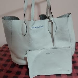 MK Reversible Tote Bag White & Silver + Handbag (Used)